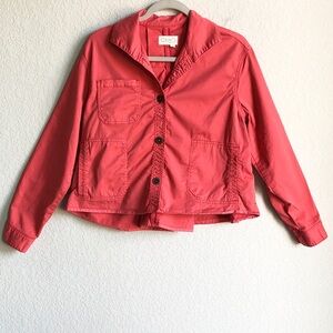Anthropologie Chino Swing Button Front Canvas Jacket Red